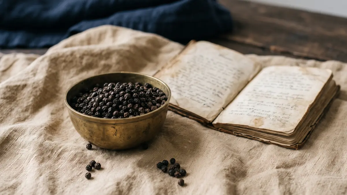 Pirinç kâsede tane karabiber ve yanında açık dua kitapçığı